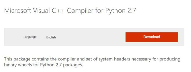 Microsoft Visual C++ Compiler for Python 2